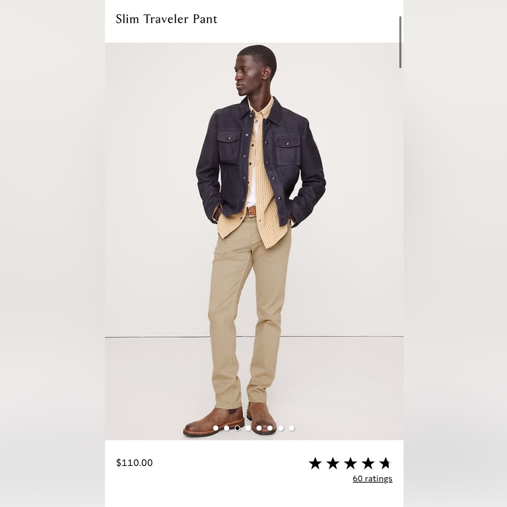 Banana Republic Tan Slim Traveler Pants Men’s 34 X 34